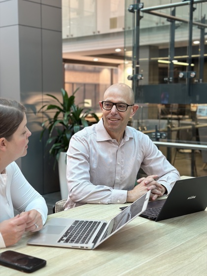 Nic Jacobson in a strategy conversation with a client
